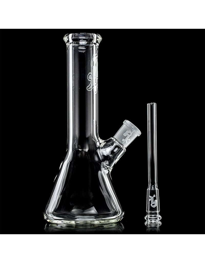 Witch DR 8" 10mm Clear Glass Mini Beaker Bong with removable downstem by Witch DR Studio