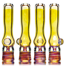 Key Glass Co 4" Gold Fume Glass Chillum with Red Wrap Accented Bowl by KGC