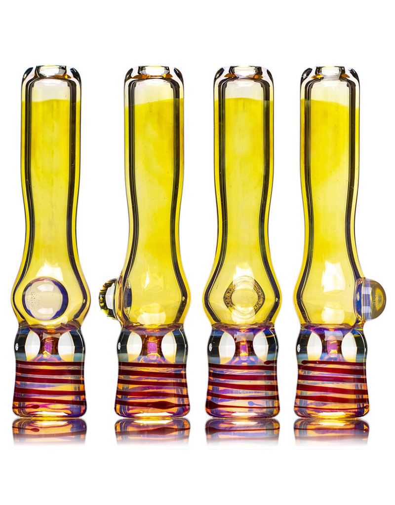 Key Glass Co 4" Gold Fume Glass Chillum with Red Wrap Accented Bowl by KGC