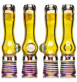 Key Glass Co 4" Gold Fume Glass Chillum with Fume Wrap Accented Bowl by KGC