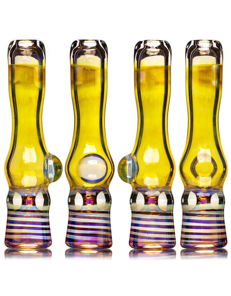 Key Glass Co 4" Gold Fume Glass Chillum with Fume Wrap Accented Bowl by KGC