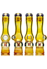 Key Glass Co 4" Gold Fume Glass Chillum with Yellow Wrap Accented Bowl by KGC