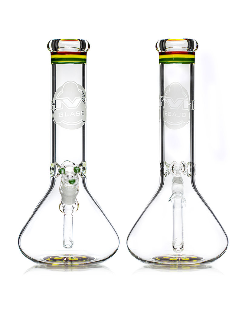 HVY Glass 14mm 12" 50x5mm Rasta Colors' Beaker Bong with downstem and slide by HVY Glass (A)