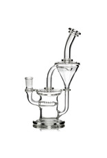 14mm 9" Clear Glass Recycler Dab Rig with 15 hole Gridded Inline Perc by Naples Glass