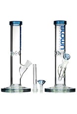 12" 14mm 50x5 Straight Bong Rainbow Series Blue Stardust with SKY BLUE Logo Accent, downstem and slide by BLOWN