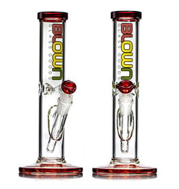 12" 14mm 50x5 Straight Bong Rainbow Series RED ELVIS with RASTA Logo Accent, downstem and slide by BLOWN