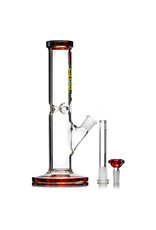 12" 14mm 50x5 Straight Bong Rainbow Series RED ELVIS with RASTA Logo Accent, downstem and slide by BLOWN