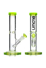 12" 14mm 50x5 Straight Bong Rainbow Series GREEN SLYME with STEEL GREY Logo Accent, downstem and slide by BLOWN