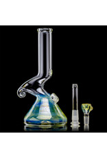 10" Silver Fume Accented Mini Horn Bong with Downstem and Slide by Horny Glass