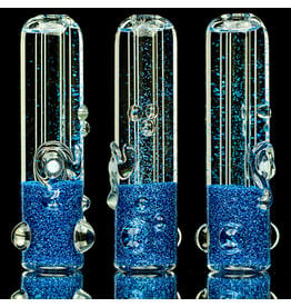 3" Blue Glitter Glass Chillum Onie by Hitide Glassworks