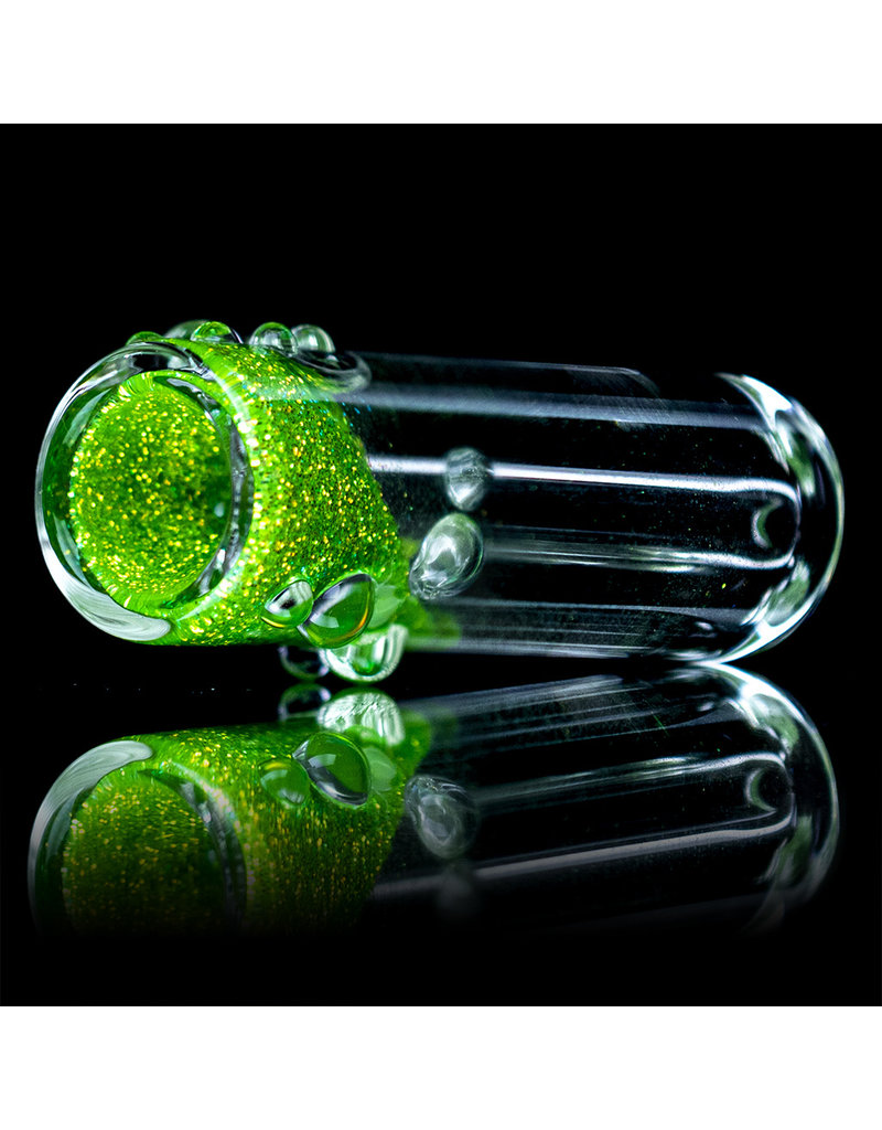 3" Green Glitter Glass Chillum Onie by Hitide Glassworks