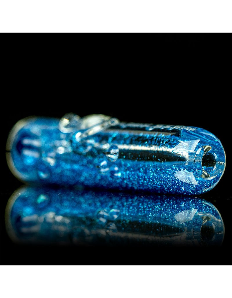 3" Blue Glitter Glass Chillum Onie by Hitide Glassworks
