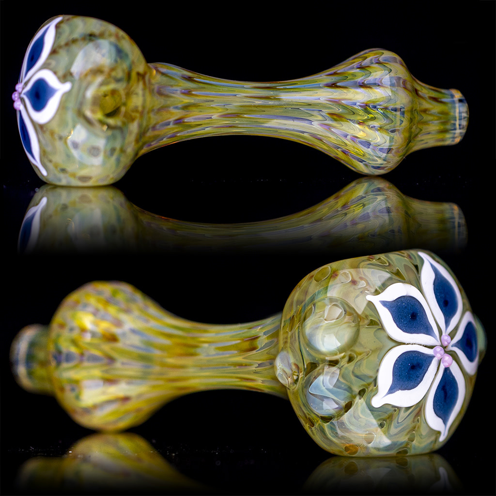 4 Glass Pipe Dry Unobtainium Swirl on GREEN by RG Glass - Witch DR