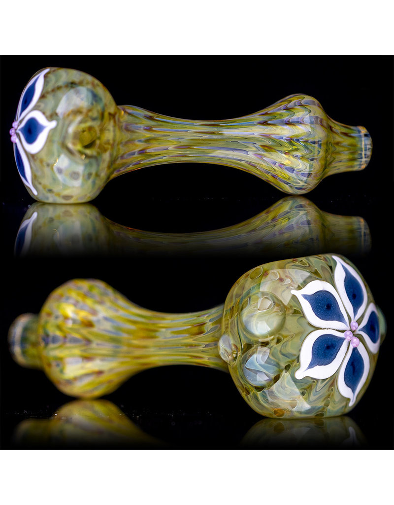 4" Glass Dry Pipe Pinwheel Flower Spoon by Cherry City Glass (E)