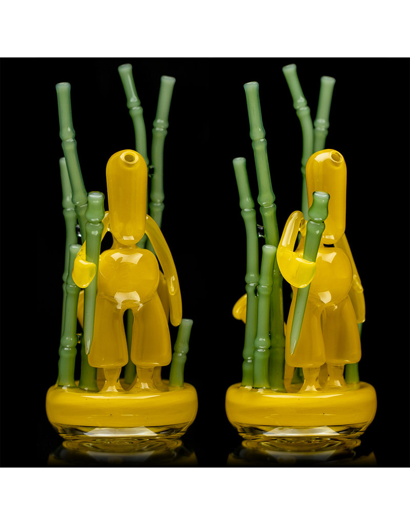 Danny Camp 9A6.1 Ghost Yellow w/ Asian Green over Glue Stick Bamboo Double Drain Rice Tender Set Danny Camp