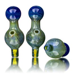 25mm Marbled Blue Dream Glass Bubble Carb Cap by Messy Glass