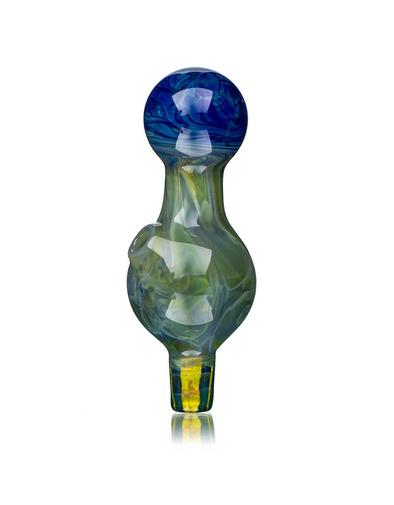 25mm Marbled Blue Dream Glass Bubble Carb Cap by Messy Glass
