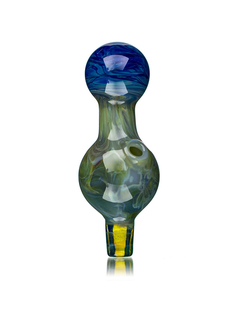 25mm Marbled Blue Dream Glass Bubble Carb Cap by Messy Glass