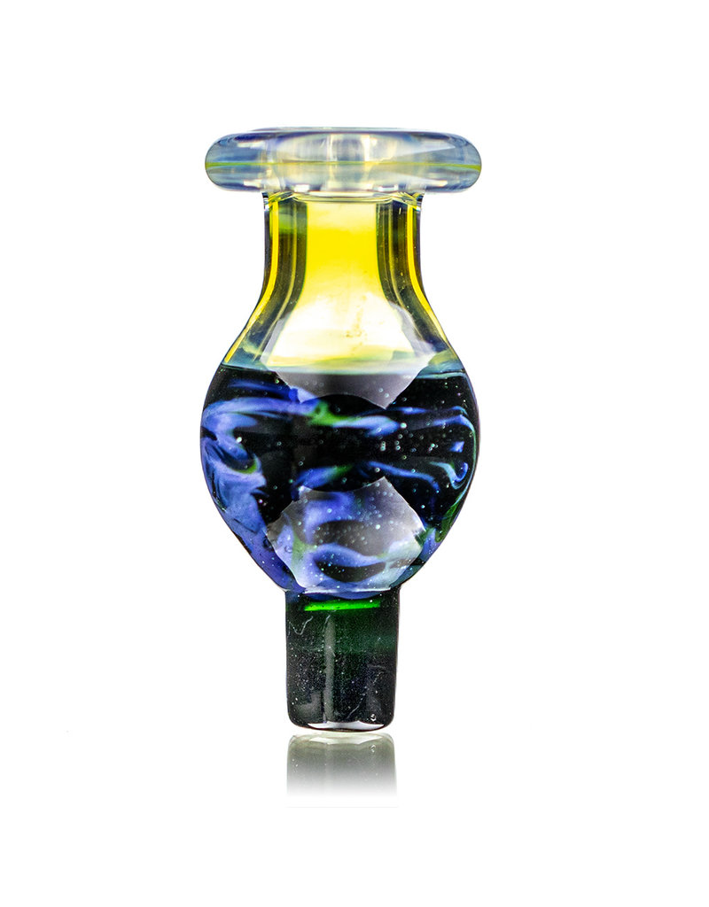 25mm Blue Dream Marbled Glass Bubble Carb Cap by Messy Glass