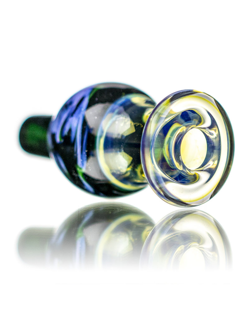25mm Blue Dream Marbled Glass Bubble Carb Cap by Messy Glass