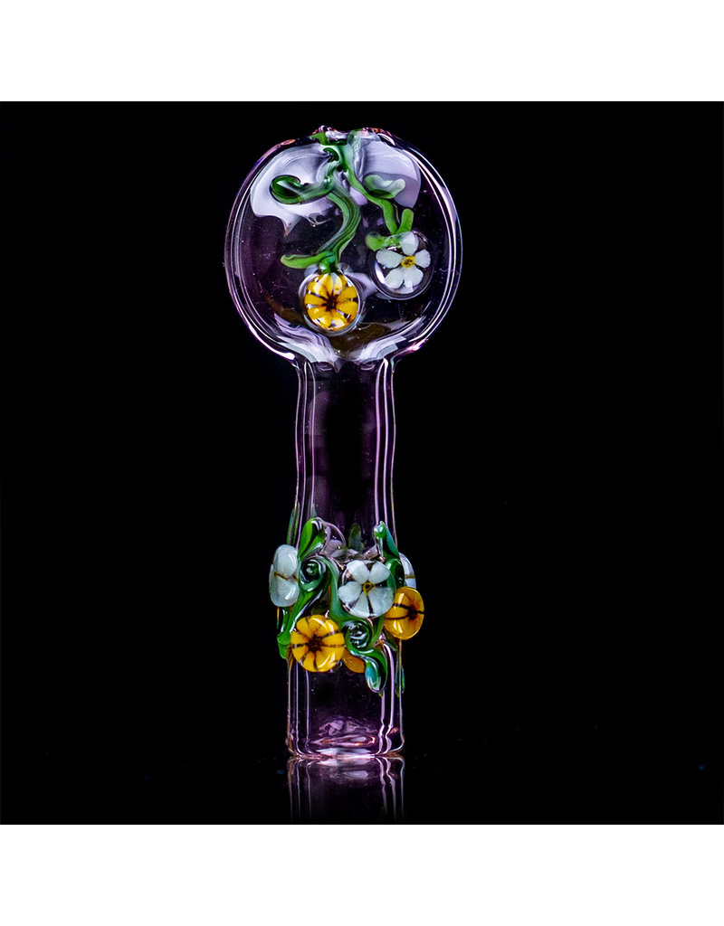 4" Pink Floral Chillum by Diane Gilliam