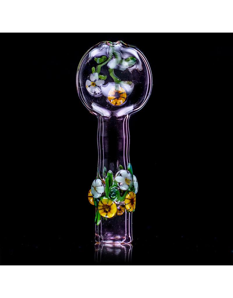 4" Pink Floral Chillum by Diane Gilliam