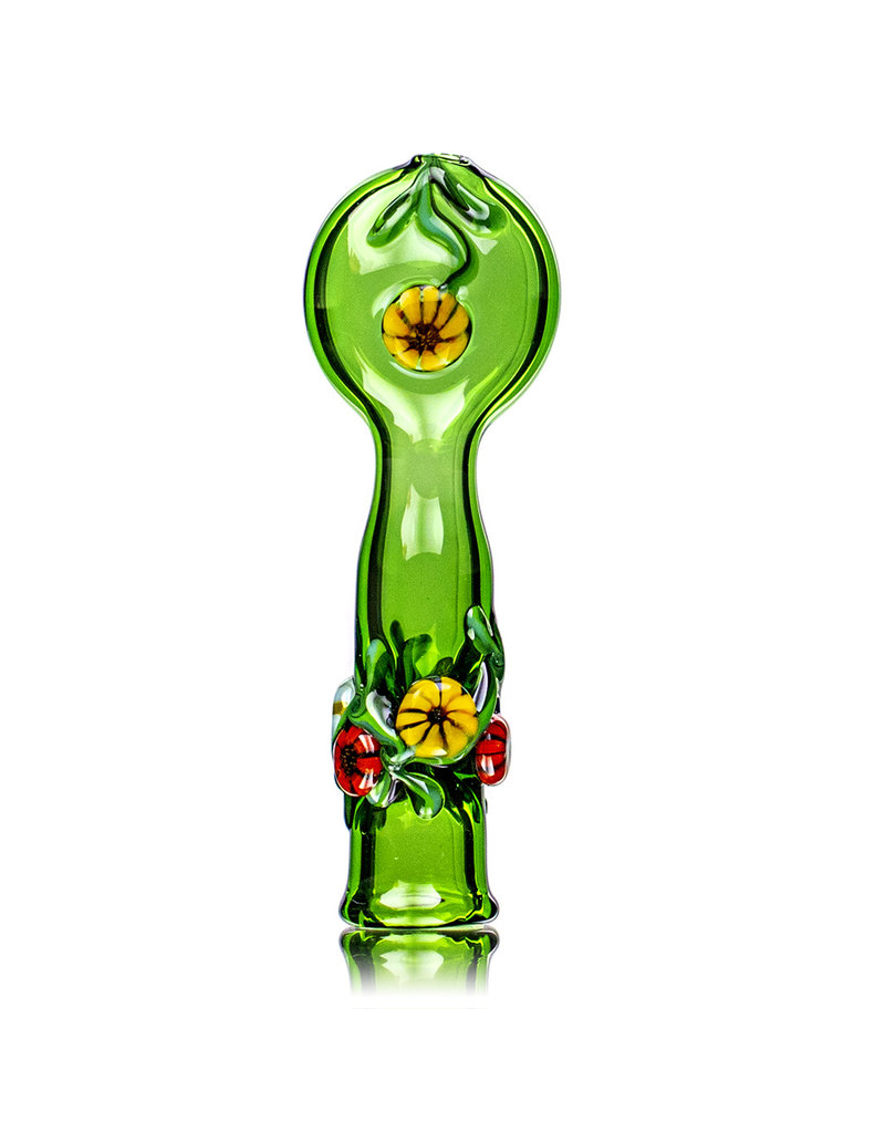 4" Green Floral Chillum by Diane Gilliam