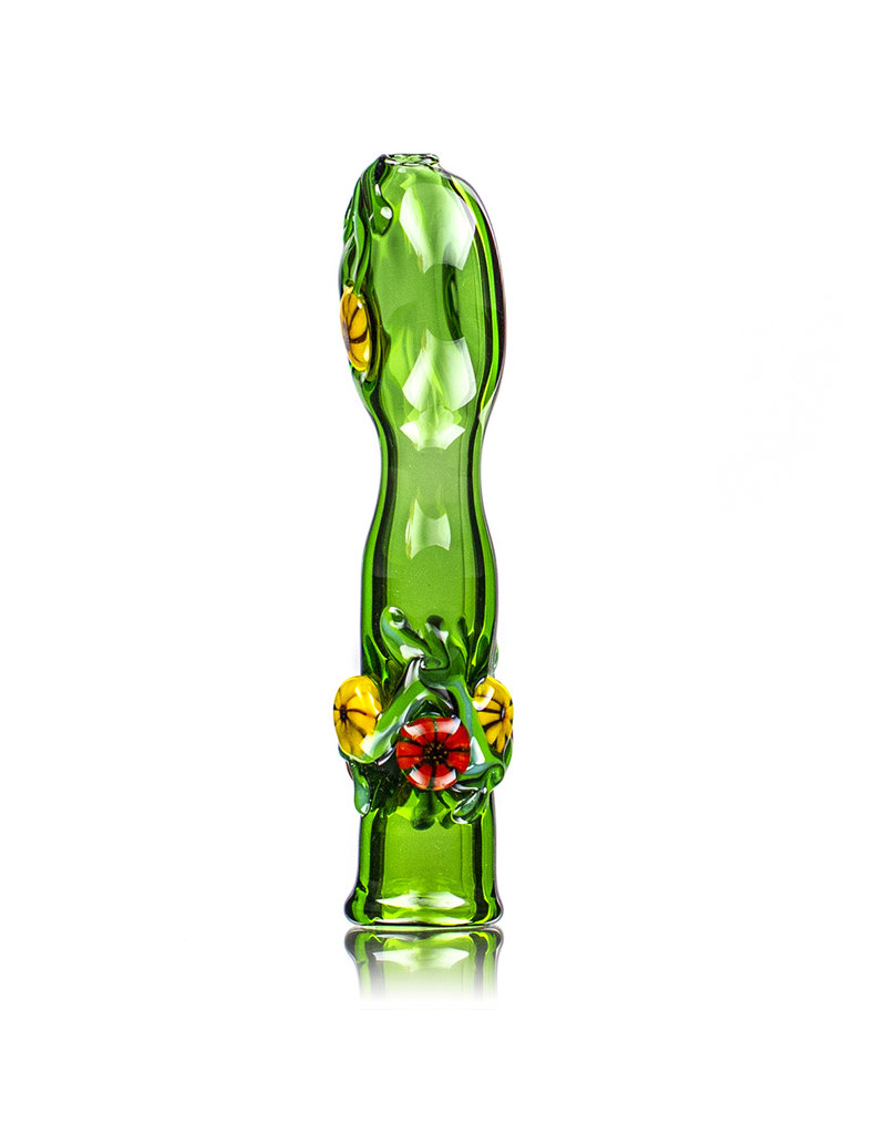 4" Green Floral Chillum by Diane Gilliam