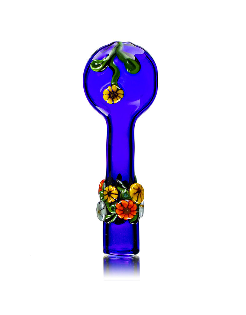 4" Cobalt Floral Chillum by Diane Gilliam