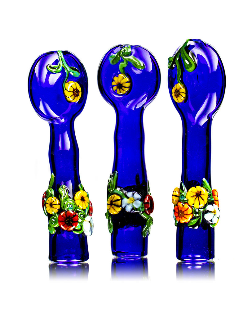 4" Cobalt Floral Chillum by Diane Gilliam