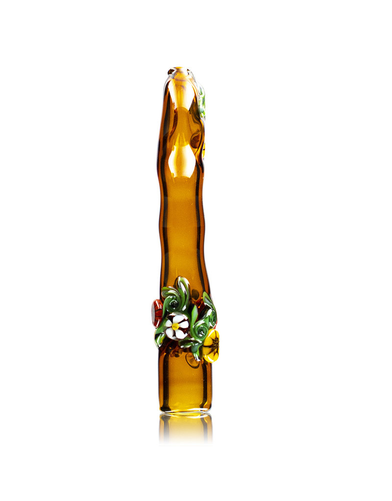 4" Amber Floral Chillum by Diane Gilliam