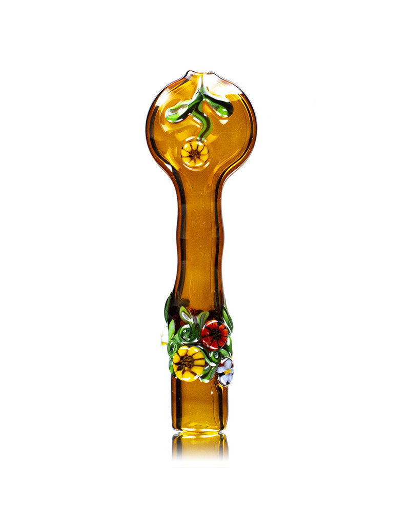 4" Amber Floral Chillum by Diane Gilliam