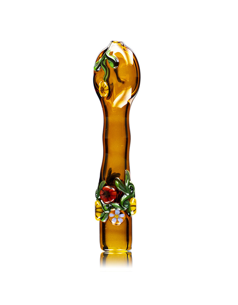 4" Amber Floral Chillum by Diane Gilliam