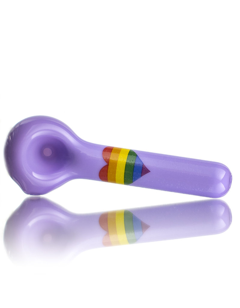 4" Milky Purple Rainbow HEART Pipe by Jellyfish Glass