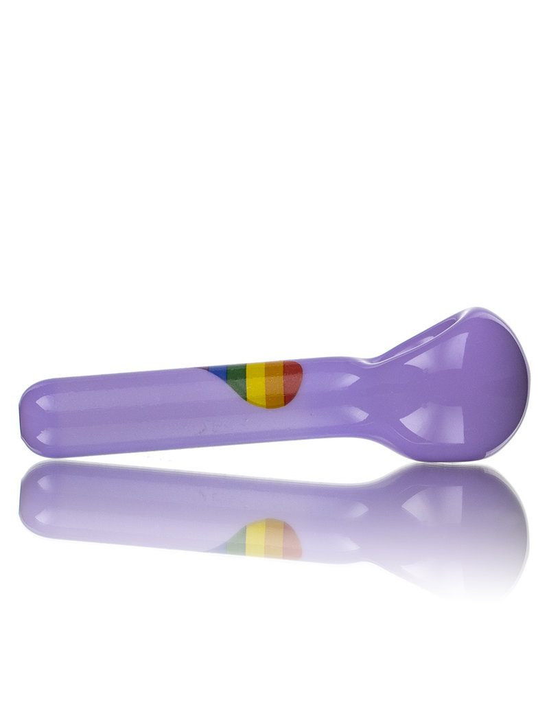 4" Milky Purple Rainbow HEART Pipe by Jellyfish Glass