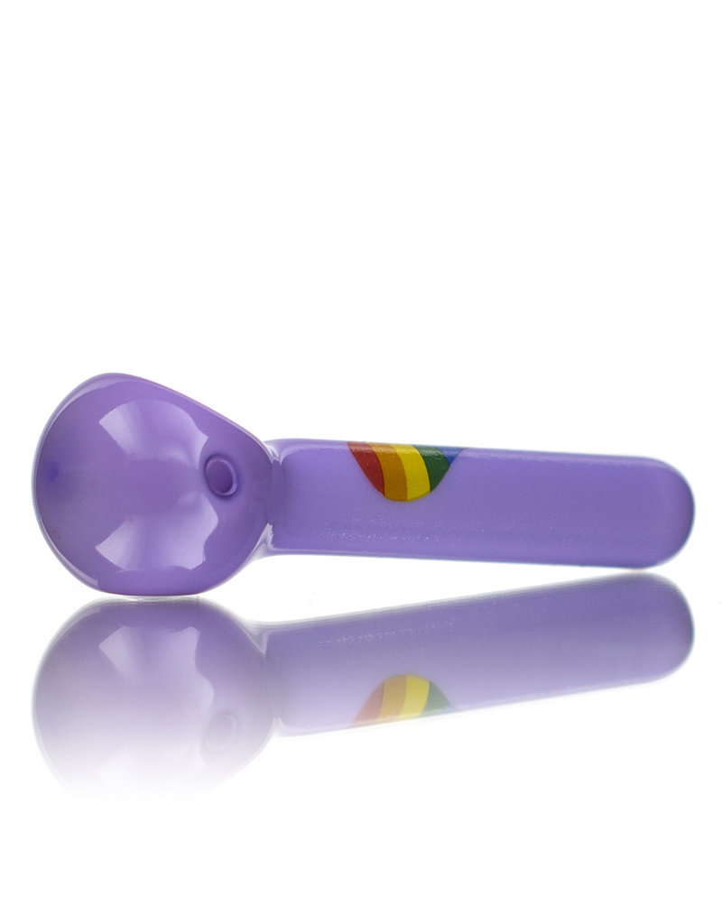 4" Milky Purple Rainbow HEART Pipe by Jellyfish Glass