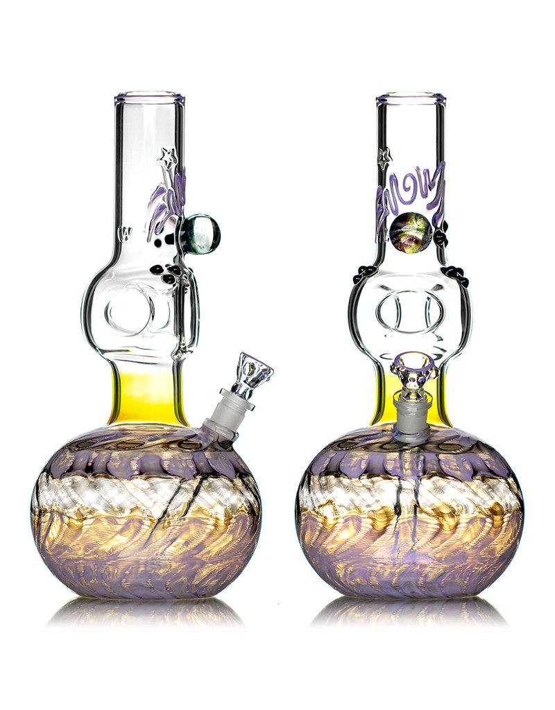 EW21 14mm 12" Triple Donut Full Color WR Bubble Base Bong w/ Matching Slide (R) by Ed Wolfe