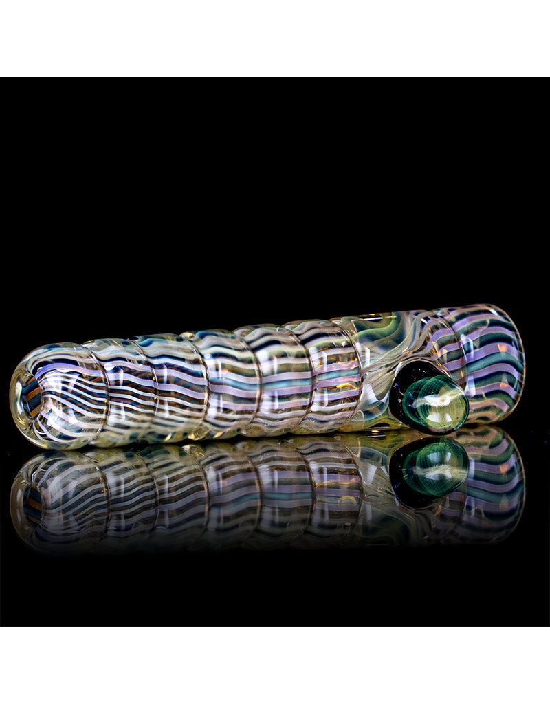 Witch DR 4" Worked Gold Fume Ribbed Glass Chillum by Witch DR Studio