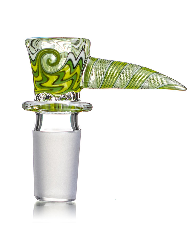 Mike Fro 18mm (BA) Bong Bowl Slide Piece w/ Worked Horn Handle and 4-Hole glass screen by Mike Fro