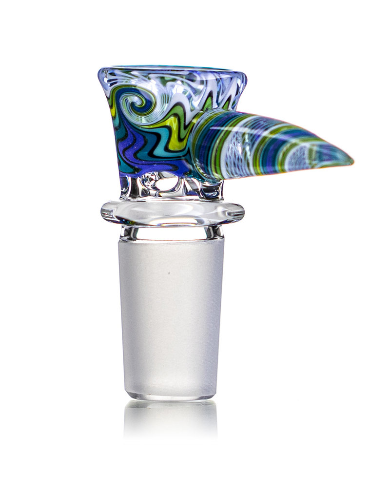 Mike Fro 18mm (BB) Bong Bowl Slide Piece w/ Worked Horn Handle and 4-Hole glass screen by Mike Fro