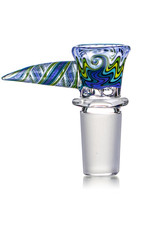 Mike Fro 18mm (BB) Bong Bowl Slide Piece w/ Worked Horn Handle and 4-Hole glass screen by Mike Fro