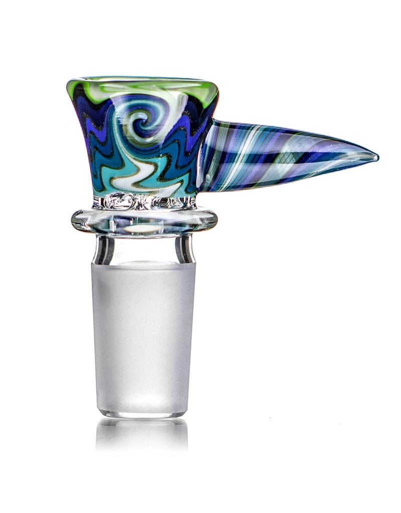 Mike Fro 18mm (BC) Bong Bowl Slide Piece w/ Worked Horn Handle and 4-Hole glass screen by Mike Fro
