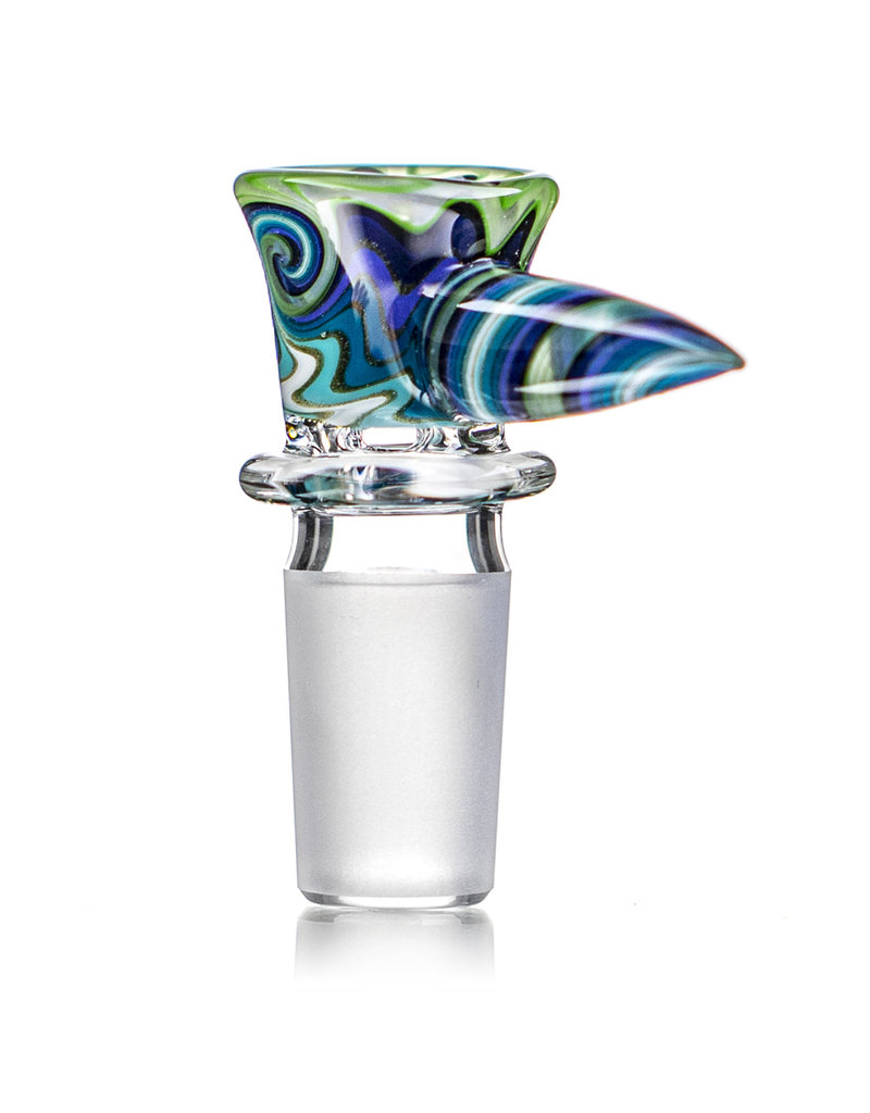 Mike Fro 18mm (BC) Bong Bowl Slide Piece w/ Worked Horn Handle and 4-Hole glass screen by Mike Fro