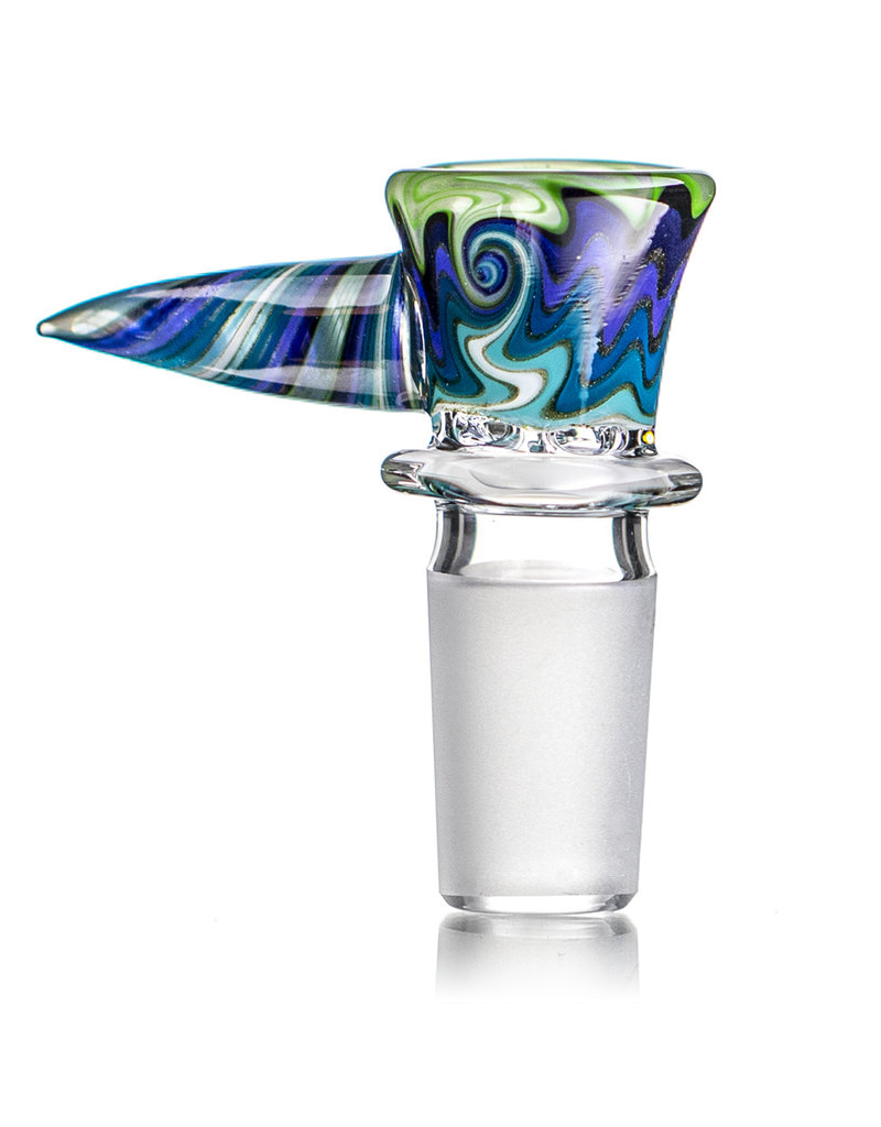 Mike Fro 18mm (BC) Bong Bowl Slide Piece w/ Worked Horn Handle and 4-Hole glass screen by Mike Fro