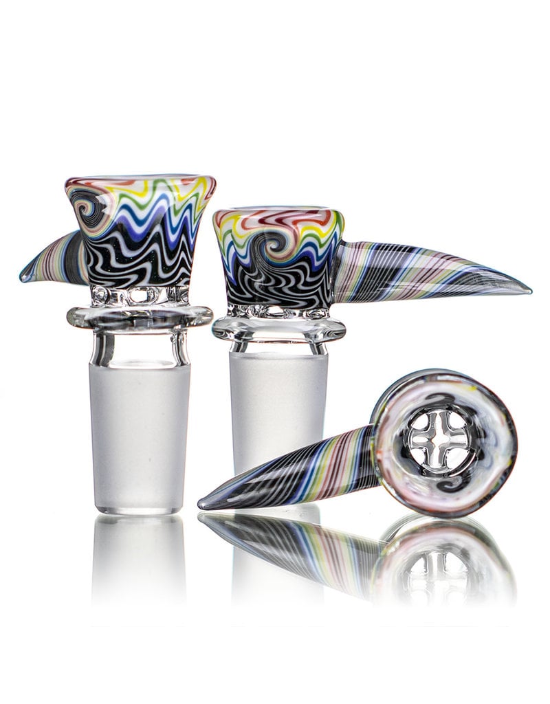 Mike Fro 18mm (BD) Bong Bowl Slide Piece w/ Worked Horn Handle and 4-Hole glass screen by Mike Fro