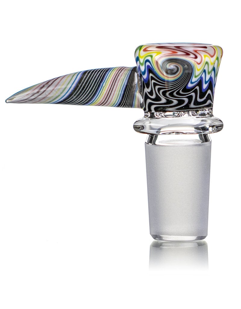 Mike Fro 18mm (BD) Bong Bowl Slide Piece w/ Worked Horn Handle and 4-Hole glass screen by Mike Fro