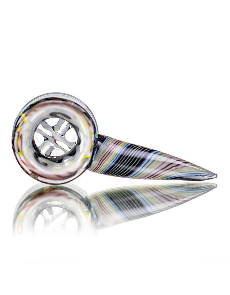 Mike Fro 18mm (BD) Bong Bowl Slide Piece w/ Worked Horn Handle and 4-Hole glass screen by Mike Fro