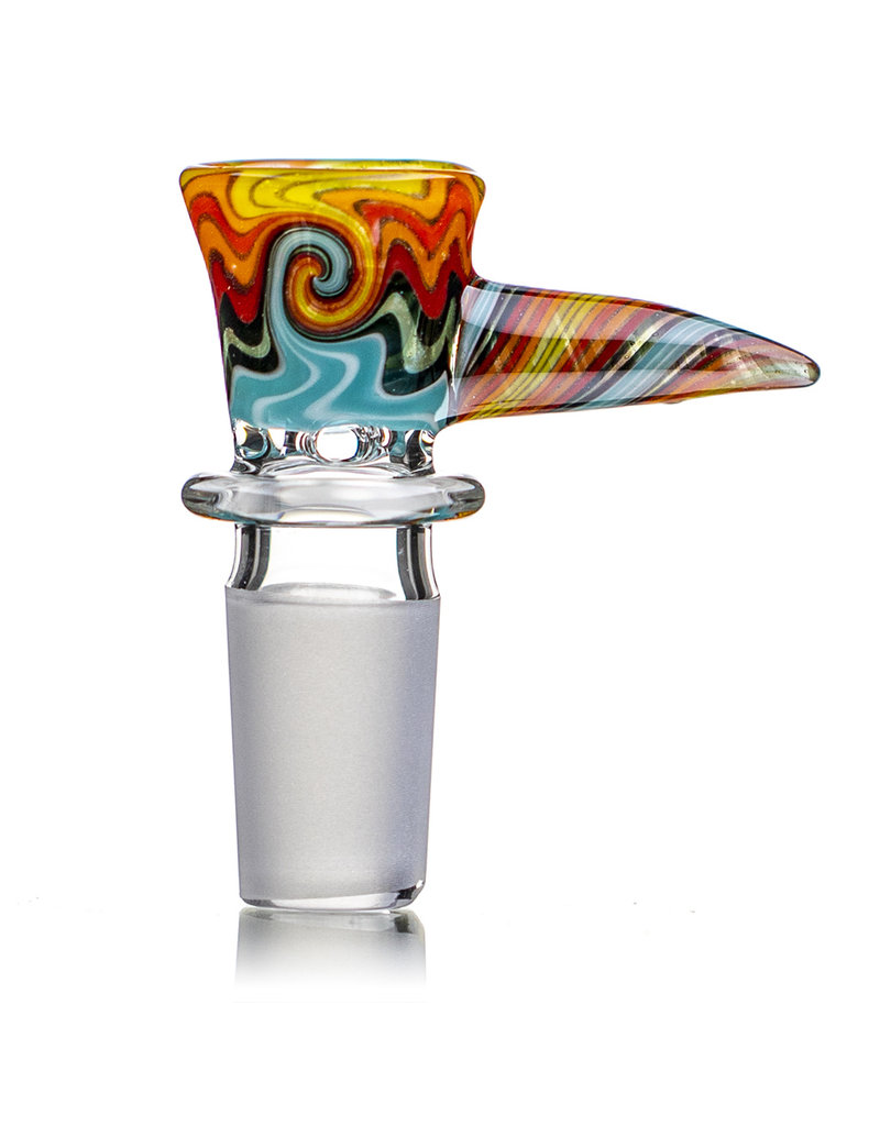Mike Fro 18mm (BE) Bong Bowl Slide Piece w/ Worked Horn Handle and 4-Hole glass screen by Mike Fro