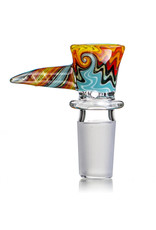 Mike Fro 18mm (BE) Bong Bowl Slide Piece w/ Worked Horn Handle and 4-Hole glass screen by Mike Fro