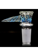 Mike Fro 18mm (BF) Bong Bowl Slide Piece w/ Worked Horn Handle and 4-Hole glass screen by Mike Fro